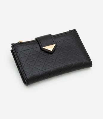Carteira Média com Mini Lapela e Textura Embossed