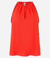 Blusa Regata em Viscolinho Gola com Abertura Franzida e Botão - 1