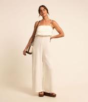 Macacão Pantalona de Alça em Viscolinho com Busto Frnazido - 2