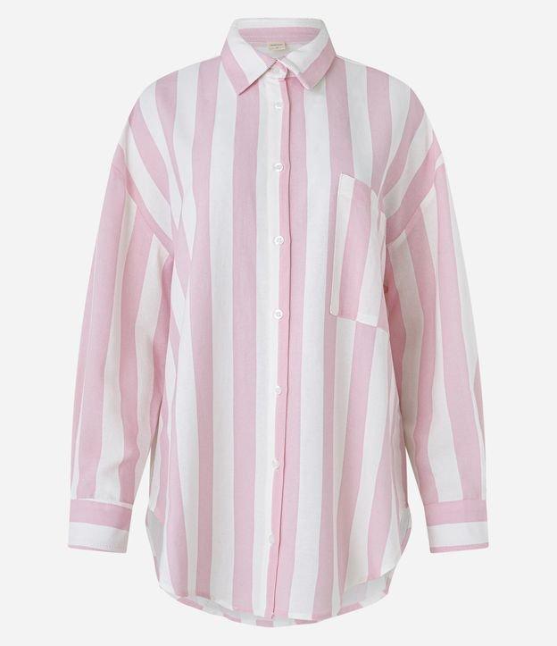 Camisa em Viscolinho Listrado com Bolso - 1