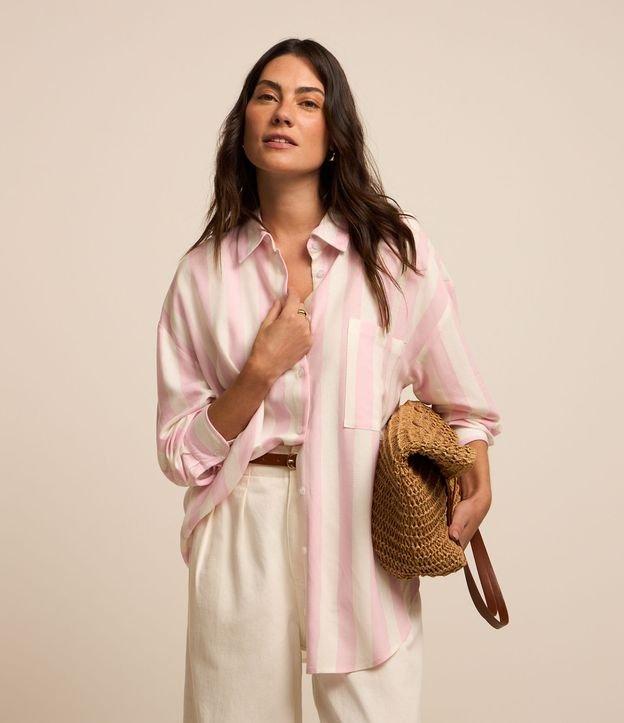 Camisa em Viscolinho Listrado com Bolso - 2