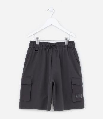 Bermuda Infantil em Microfibra com Bolso Cargo - Tam 5 a 14 Anos