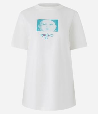 Camiseta Alongada em Algodão com Estampa Round 6