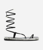 Sandália Rasteira com Amarração e Sola Forrada em Cristal - 1