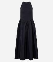 Vestido Sem Manga em Mix de Tecidos com Cintura V - 2