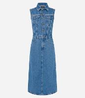 Vestido Longo em Jeans com Bolsos e Botões Frontais - 1