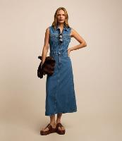 Vestido Longo em Jeans com Bolsos e Botões Frontais - 2