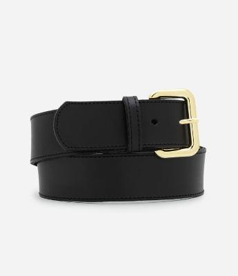 Cinto Largo em Couro com Fivela Quadrada