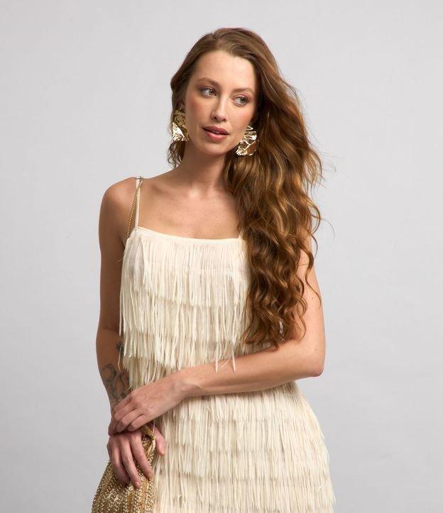 Vestido Curto em Chiffon com Franjas em Camadas - 2