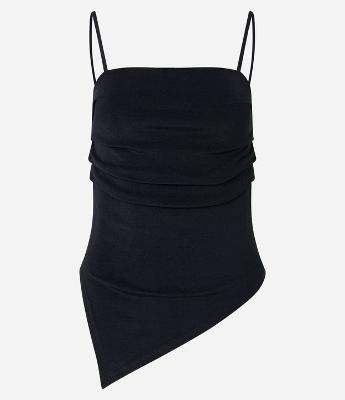 Blusa de Alcinhas com Franzido e Barra Assimétrica