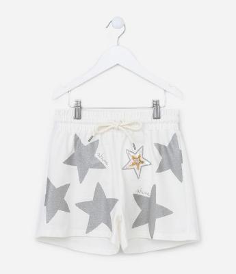 Short Infantil em Moletinho com Brilhos e Paetês - Tam 5 a 14 Anos