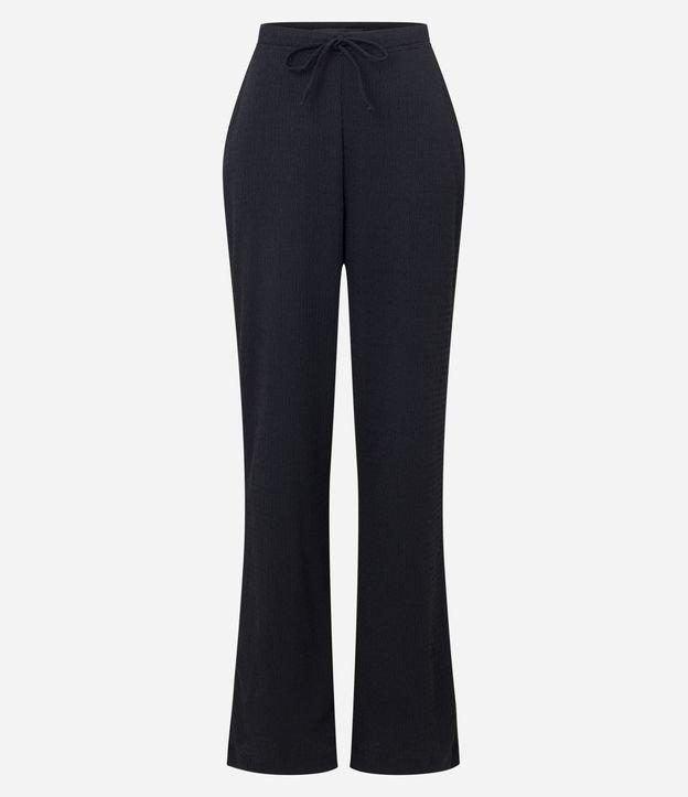 Calça Texturizada com Amarração no Cós e Bolsos - 1