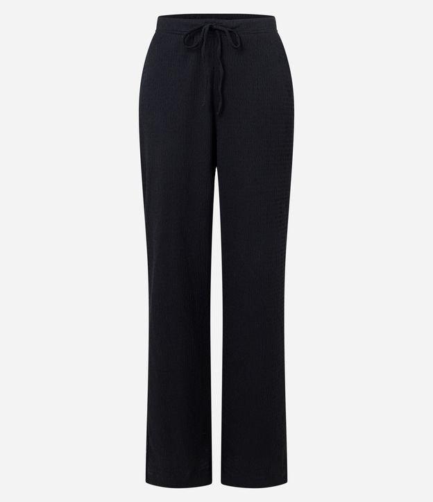 Calça Texturizada com Amarração no Cós e Bolsos - 2