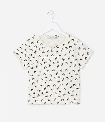 Blusa Infantil Canelada com Estampa Lacinhos - Tam 5 a 14 Anos