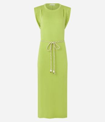 Vestido New Midi em Moletinho com Ombreira e Cinto de Cordão