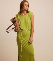 Vestido New Midi em Moletinho com Ombreira e Cinto de Cordão - 2