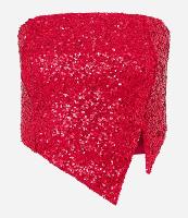 Blusa Cropped em Paetê Tomara Que Caia com Pontas Assimétricas e Recortes - 1