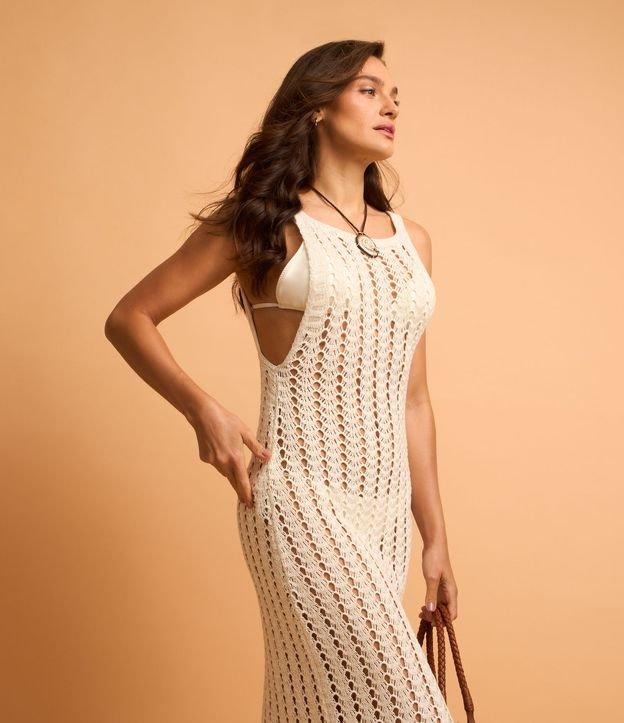 Saida de Praia Vestido Longo com Efeito Crochê - 2