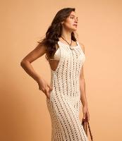 Saida de Praia Vestido Longo com Efeito Crochê - 2