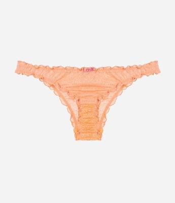 Calcinha Biquíni com Renda Floral e Frufru nas Laterais
