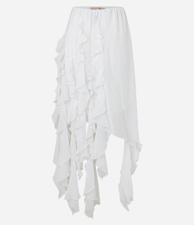 Saia Midi em Chiffon com Pontas Onduladas - 1