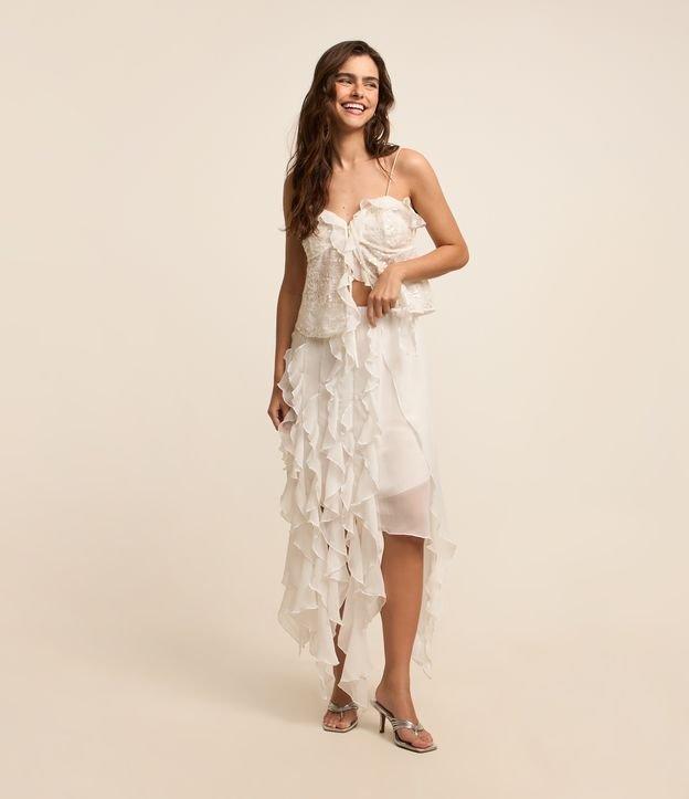 Saia Midi em Chiffon com Pontas Onduladas - 2