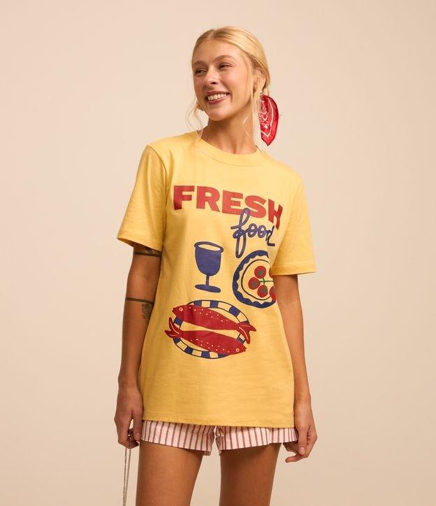 Camiseta Alongada em Algodão com Estampa Fresh Food - 2