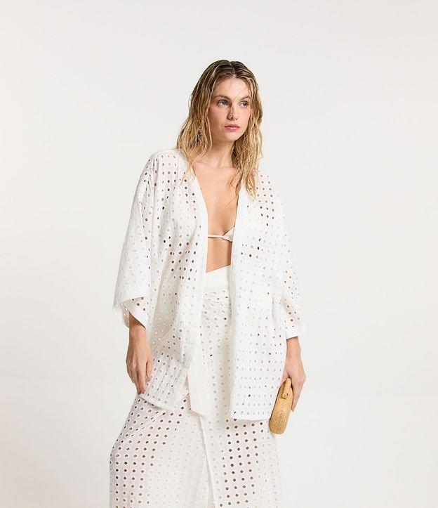 Saída de Praia Kimono em Laise com Amarração na Cintura - 1