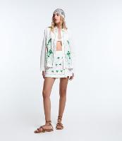 Short Saia em Viscose e Linho com Bordado de Coqueiro - 1
