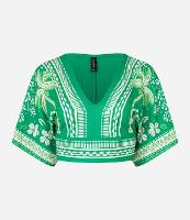 Blusa Cropped Texturizado com Estampa Floral - 1