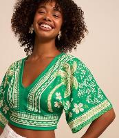 Blusa Cropped Texturizado com Estampa Floral - 2