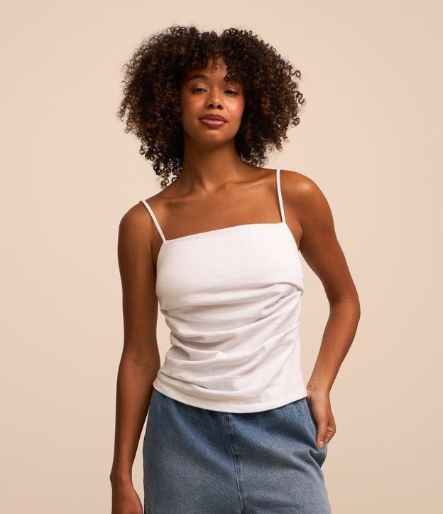 Blusa de Alça em Algodão com Drapeado - 2