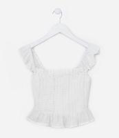 Blusa em Viscose com Lastex e Babado com Fio Metalizado - 1