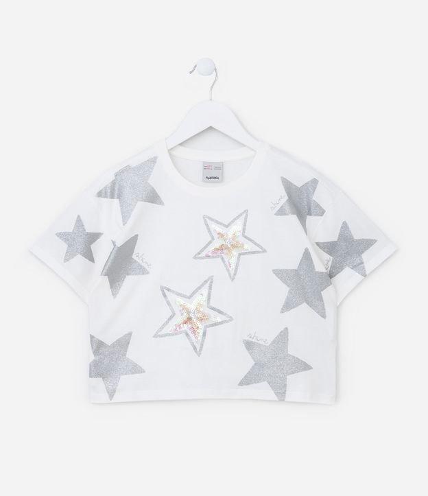 Blusa Cropped Infantil com Estampa de Estrelas - Tam 5 a 14 Anos - 1