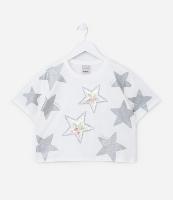 Blusa Cropped Infantil com Estampa de Estrelas - Tam 5 a 14 Anos - 1