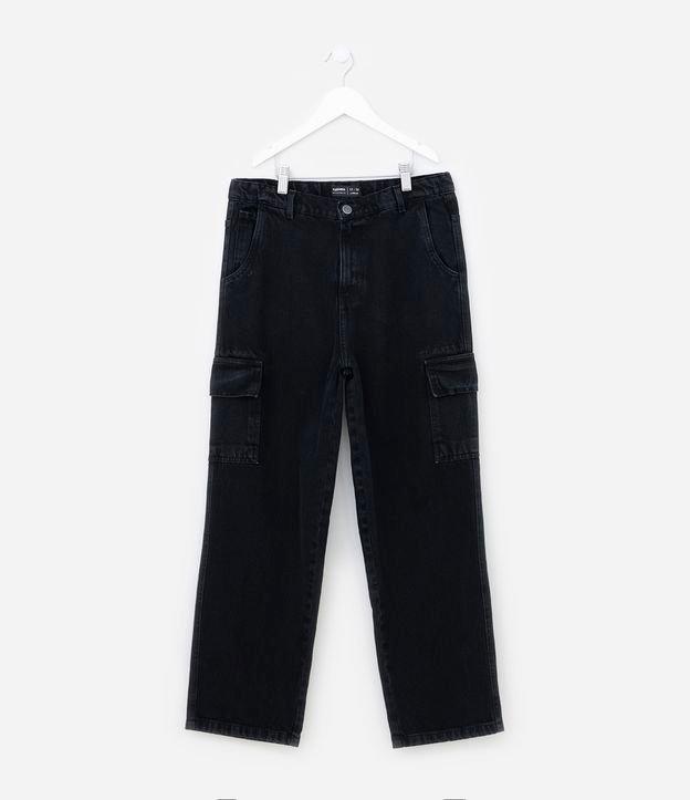 Calça Baggy Infantil em Jeans com Bolsos Cargo - Tam 5 a 14 Anos - 1