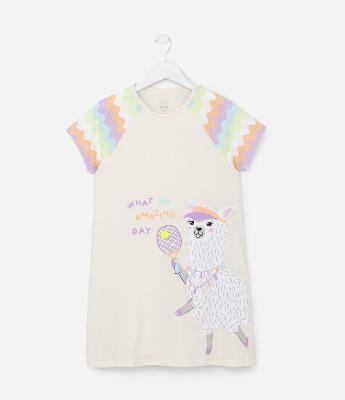 Camisola Infantil com Estampa Lhama Tenista - Tam 5 a 14 anos