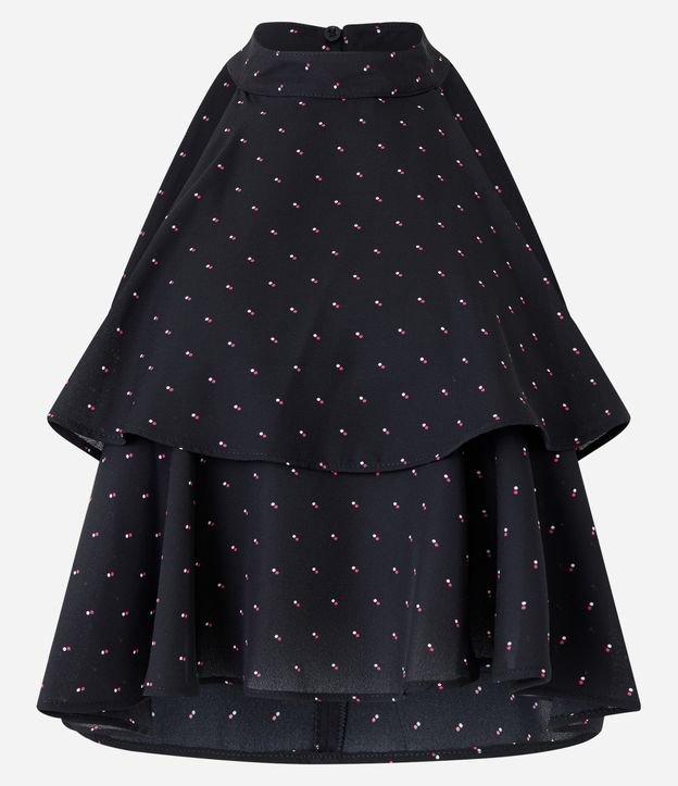 Blusa Sem Manga em Crepe com Sobreposição e Estampa Poá - 1