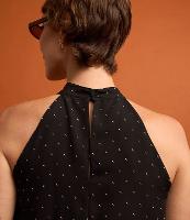 Blusa Sem Manga em Crepe com Sobreposição e Estampa Poá - 2