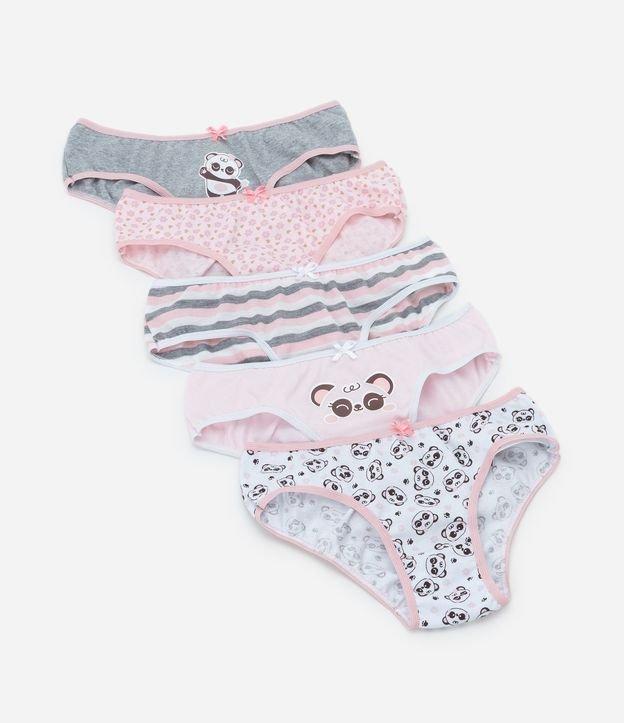 Kit 05 Calcinhas Infantis com Estampa Pandinha - Tam  2 a 14 - 1