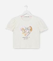 Blusa Infantil com Manga Bufante e Bordado em Paetês - Tam 5 a 14 Anos - 1