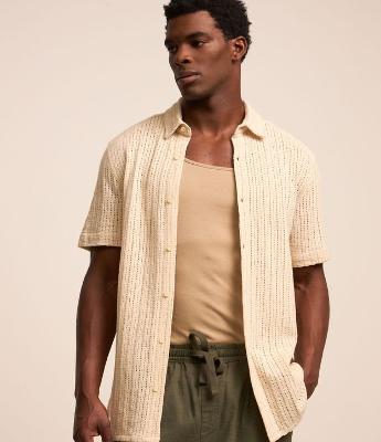 Camisa Comfort Algodão com Textura Trançada