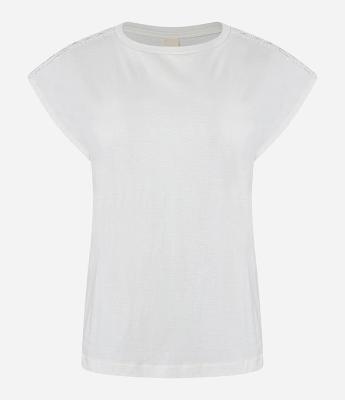 Blusa Sem Manga em Algodão com Renda no Ombro