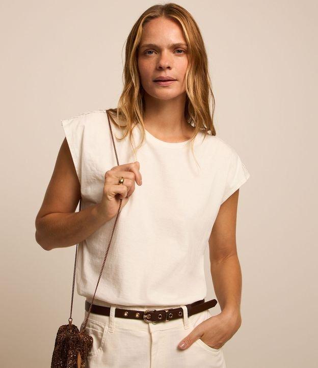 Blusa Sem Manga em Algodão com Renda no Ombro - 2