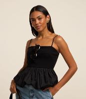 Blusa de Alça em Ribana com Barra Balonê - 2