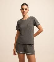 Pijama Short Doll Manga Curta com Bolso Frontal e Viés Contrastante - 2