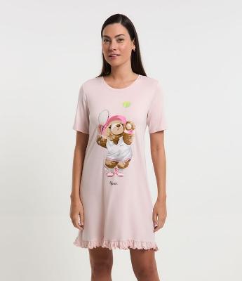 Camisola em Viscose com Estampa Ursinho Tenista