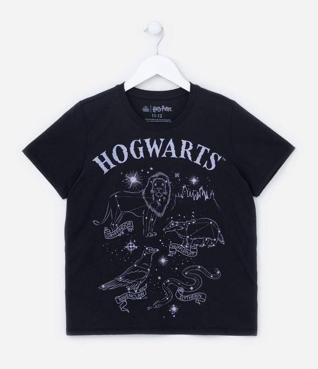 Camiseta Infantil com Estampa Hogwarts de Harry Potter - Tam 7 a 14 Anos - 1