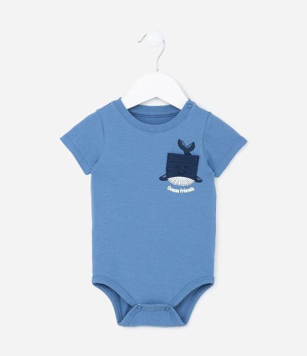 Body Infantil com Bolsinho e Estampa Baleia Sorrindo - Tam 0 a 18 meses - 1