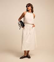 Saia Evasê Midi em Crepe com Amarração e Bolsos - 1